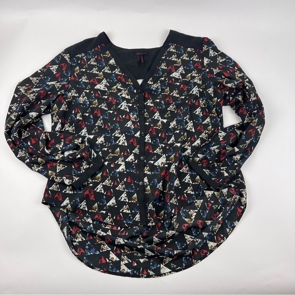 Sofia Button Up Blouse Womens XL Black Geometric - Picture 1 of 9